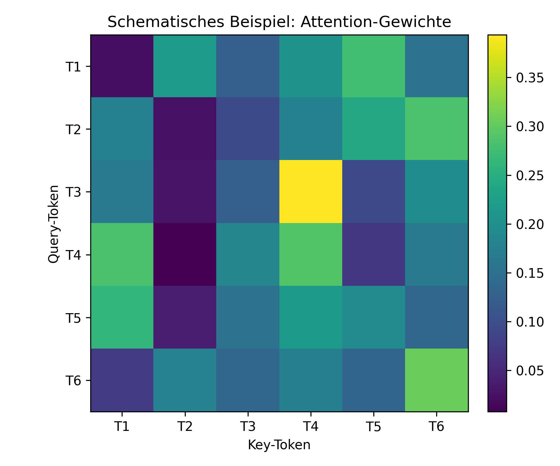 Abbildung 2-3: Schematisches Beispiel einer Attention-Gewichtsmatrix (illustrativ).